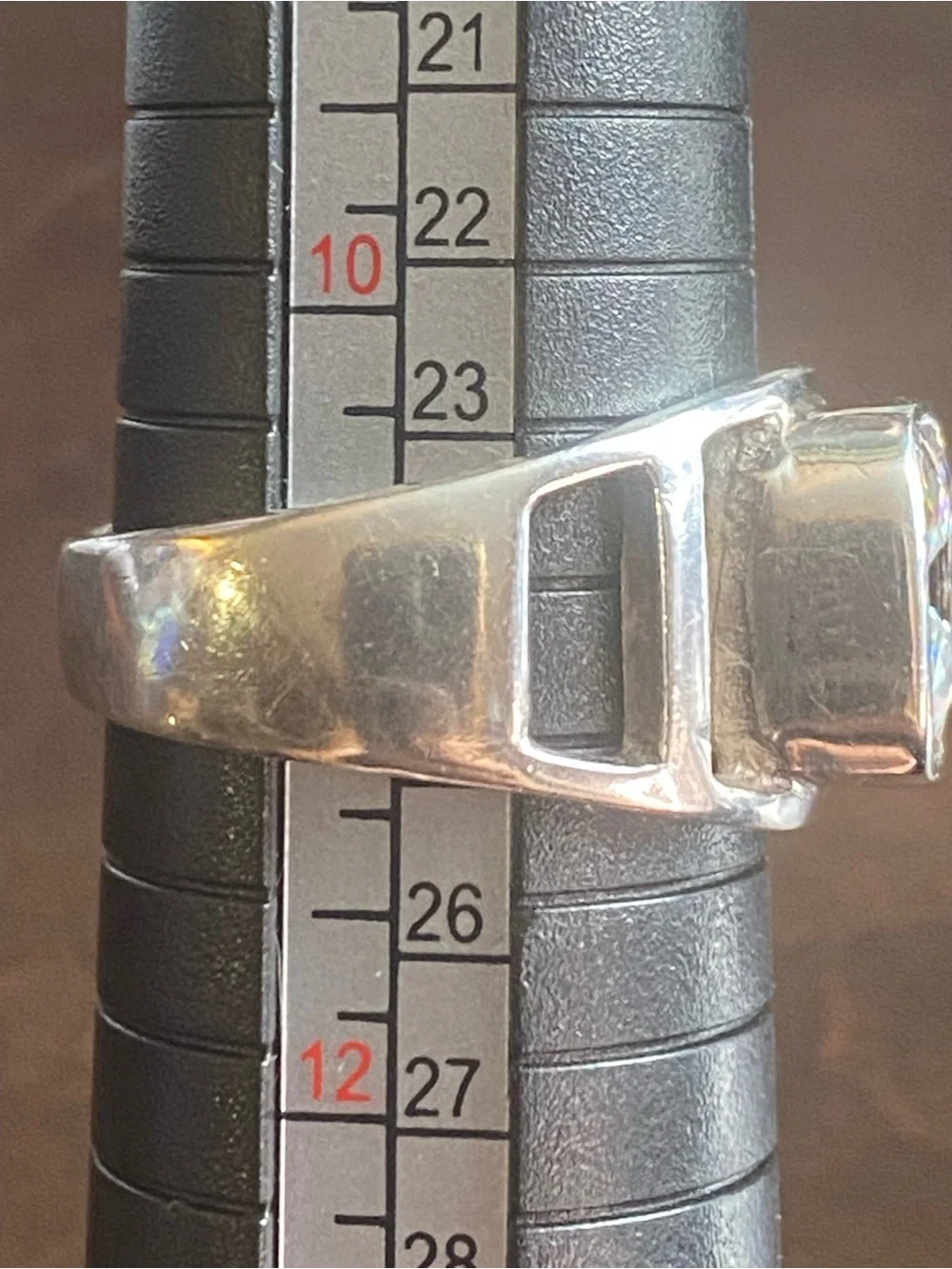 Sterling Silver 925 Faceted Crystal Men’s Ring Modern Geometric Design - Picture 4 of 5